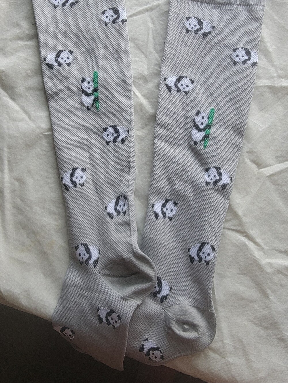 Grey Panda Pattern Womens Compression Socks